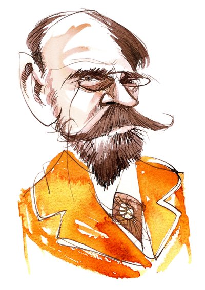 Emile Zola, novelista francés (1840-1902); caricatura de Neale Osborne